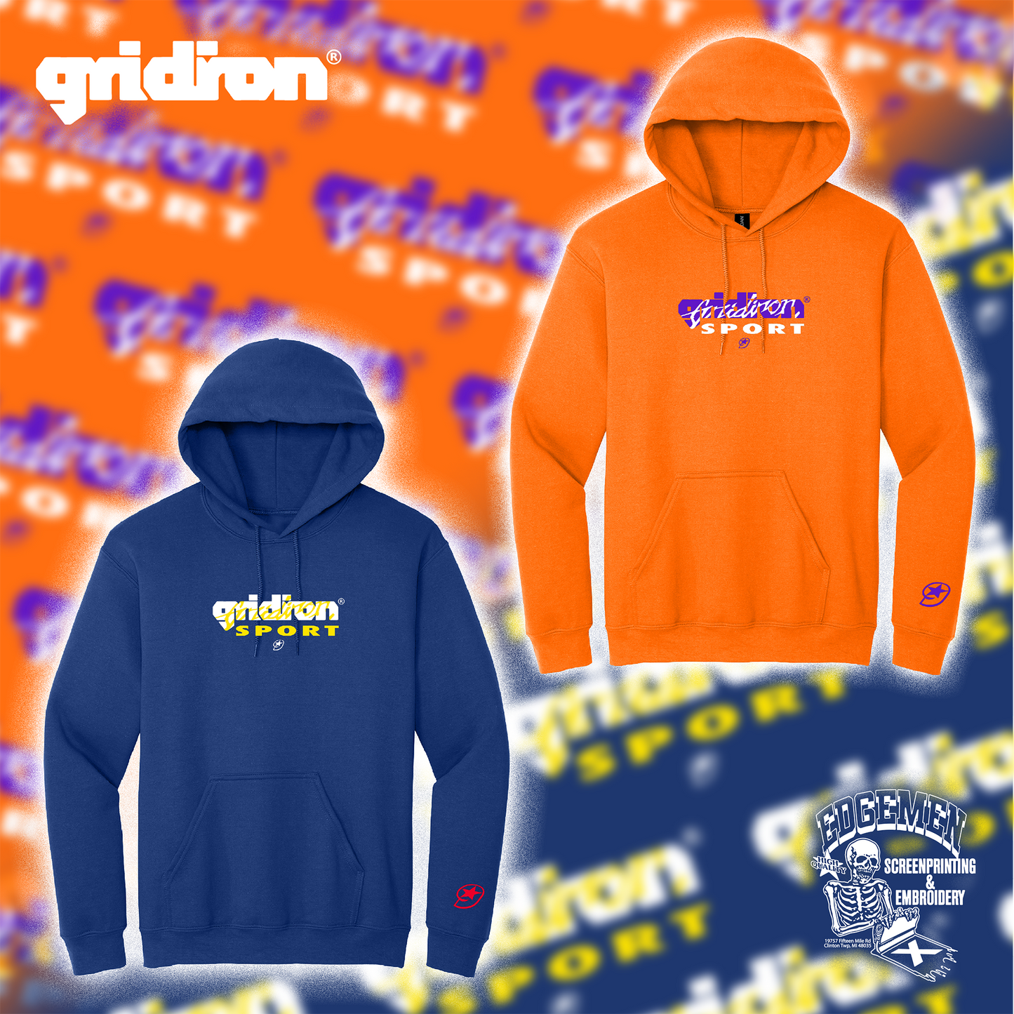 GRIDIRON | Sports Hoodie (Orange and Navy)